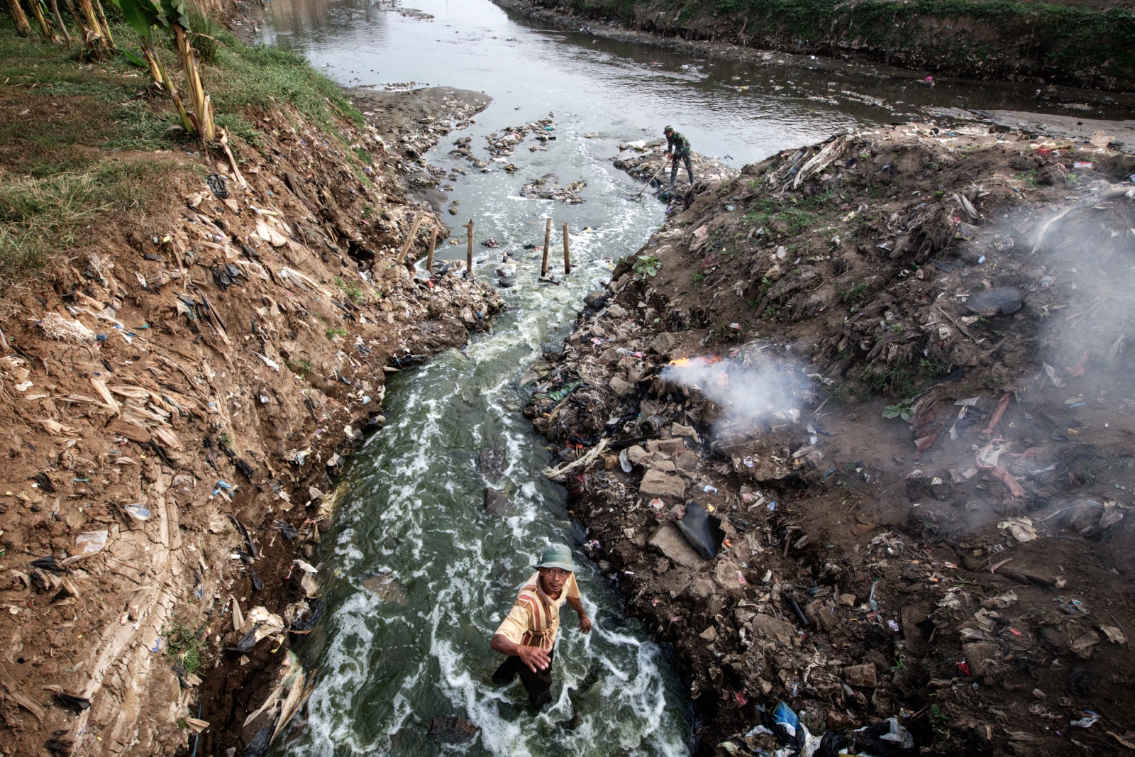 Bojongsoang village, Bandung Regency, West Jawa, Indonesia, 2019  - Recent research has found an alarming level of toxic substances in the Citarum River, with values ​​1000 times higher than the US standards for water safety. The use of its waters is extremely risky for the lives of the 30 million people. 